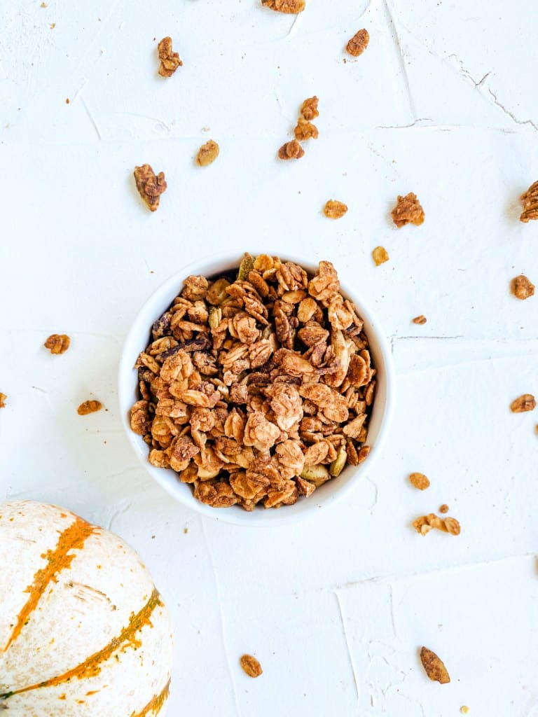 Pumpkin Spice Granola in a bowl