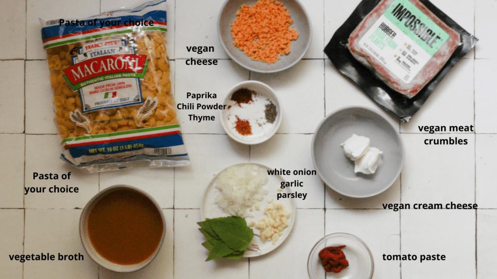 ingredients needed for vegan hamburger helper