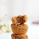 a stack of pumpkin protein muffins