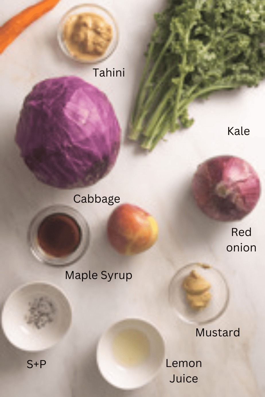 ingredients to make Kale Apple Slaw